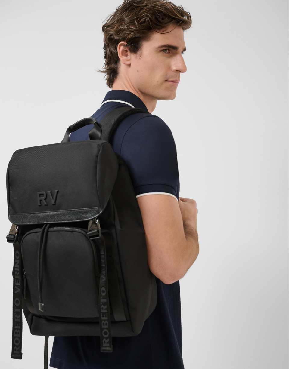 Work Backpack in black nylon - Man - SS2025 | Roberto Verino