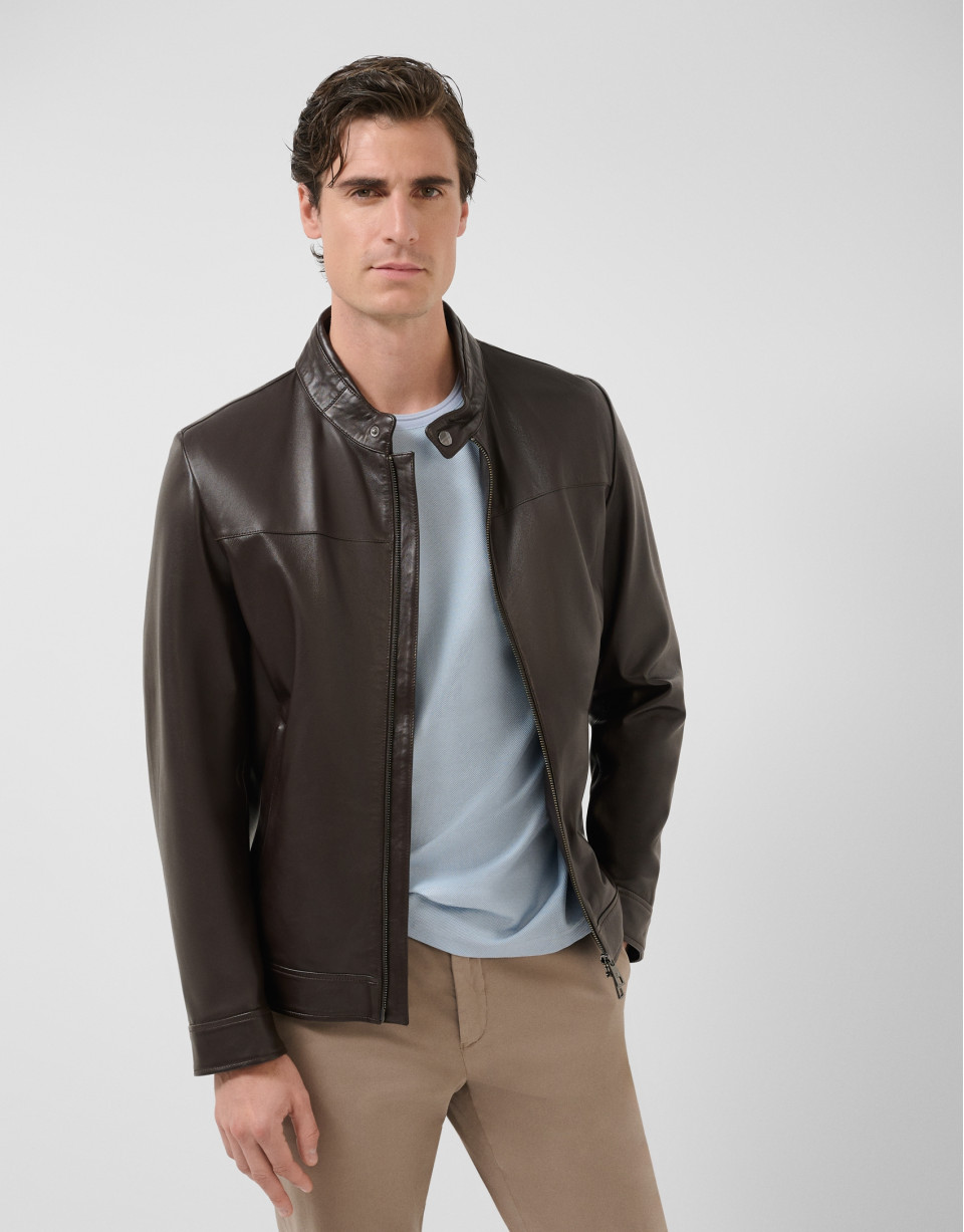 Brown nappa leather jacket - Man - SS2026 | Roberto Verino