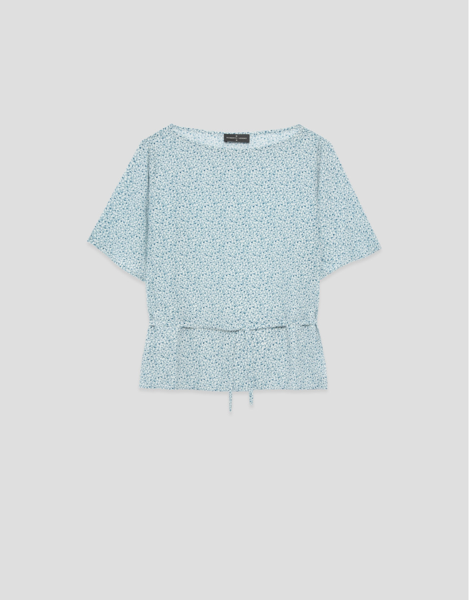 Blue printed crepe blouse - Woman - SS2026 | Roberto Verino