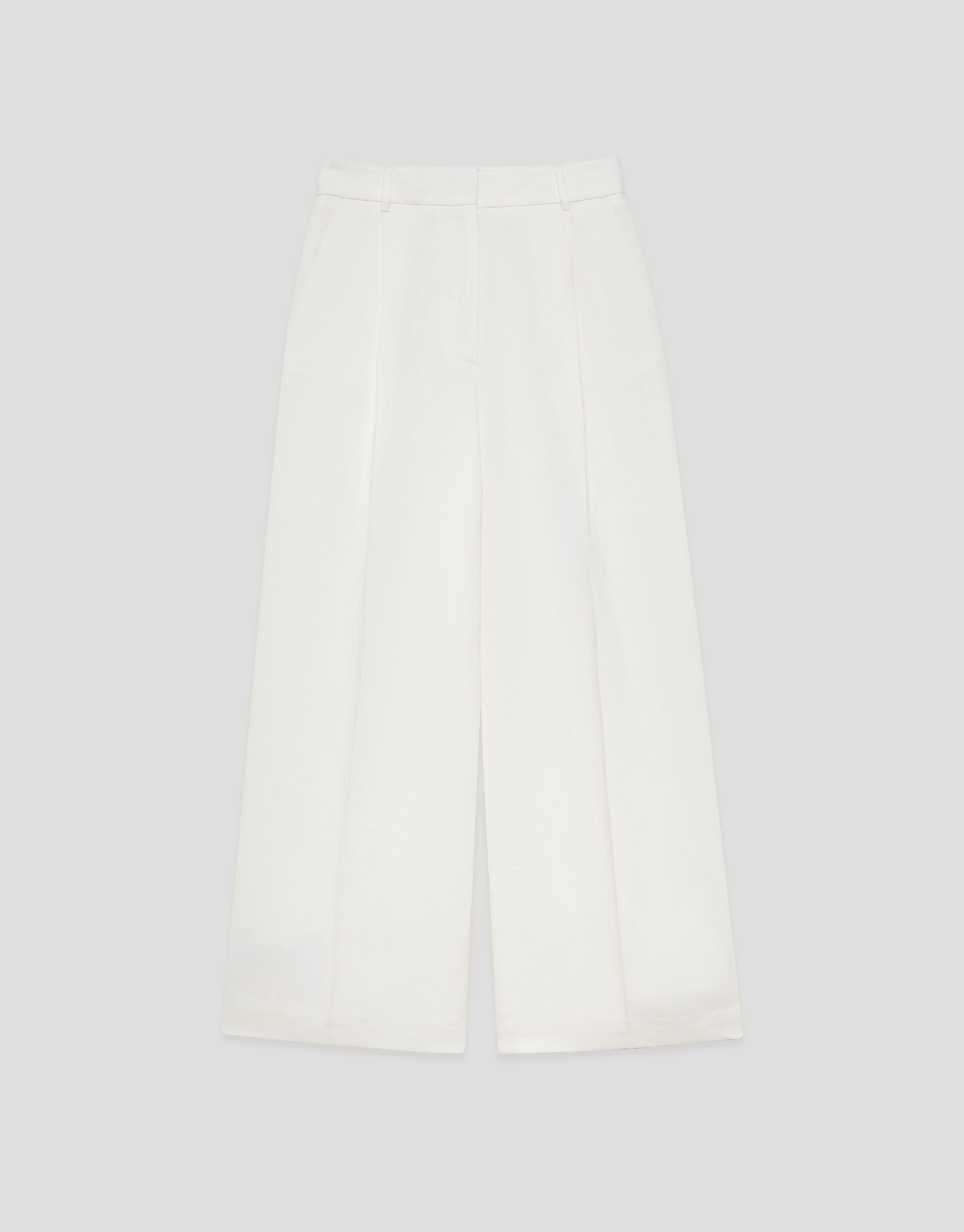 Wide-leg trousers with pleats in off-white ... | Roberto Verino