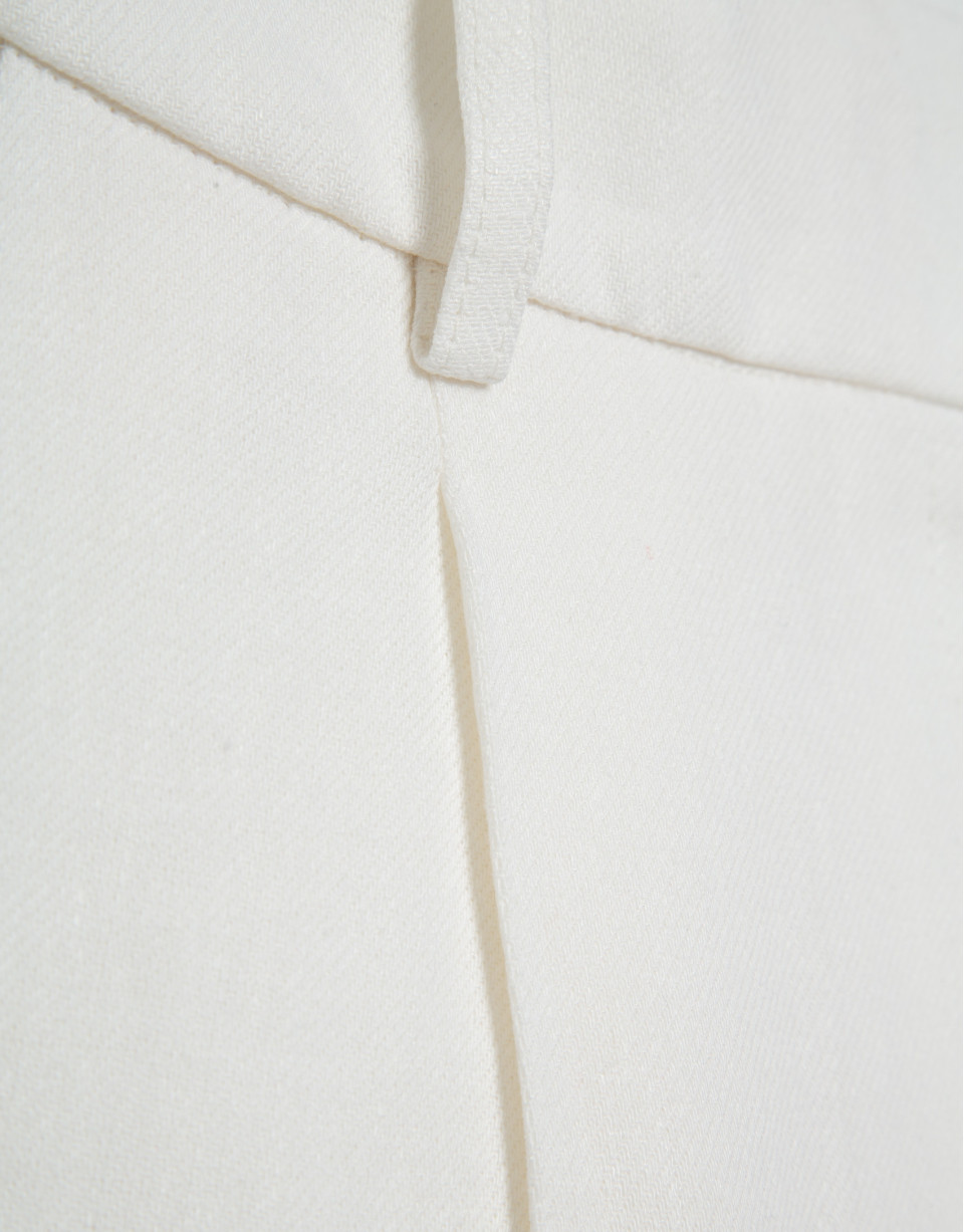 Pantalón ancho con pinzas mezcla lino blanco... | Roberto Verino