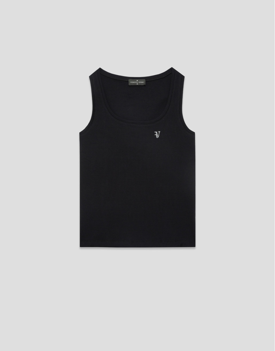 Black ribbed tank top - Woman - SS2026 | Roberto Verino