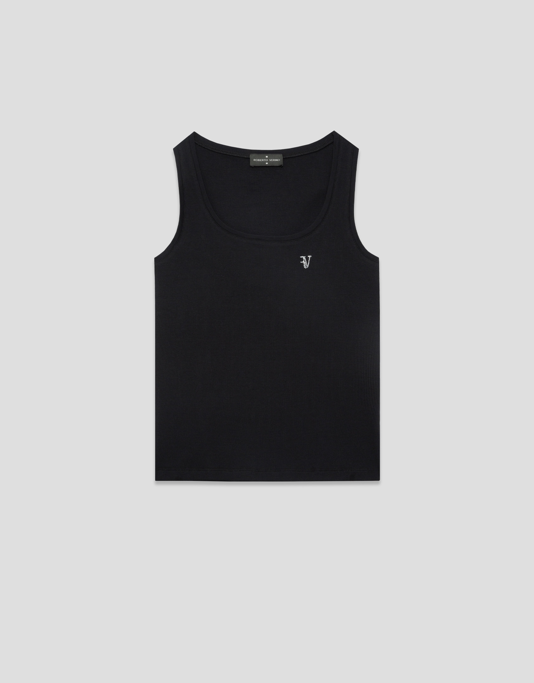 Camiseta tirantes punto canalé negro - Mujer | Roberto Verino