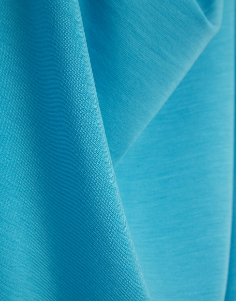 Turquoise blue draped neckline T-shirt - Woman | Roberto Verino