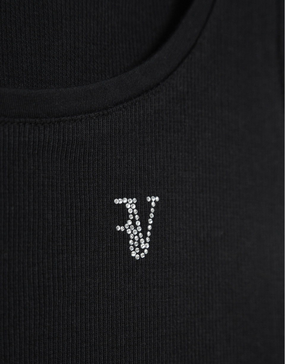 Camiseta tirantes punto canalé negro - Mujer | Roberto Verino