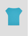 Turquoise blue draped neckline T-shirt - Woman | Roberto Verino