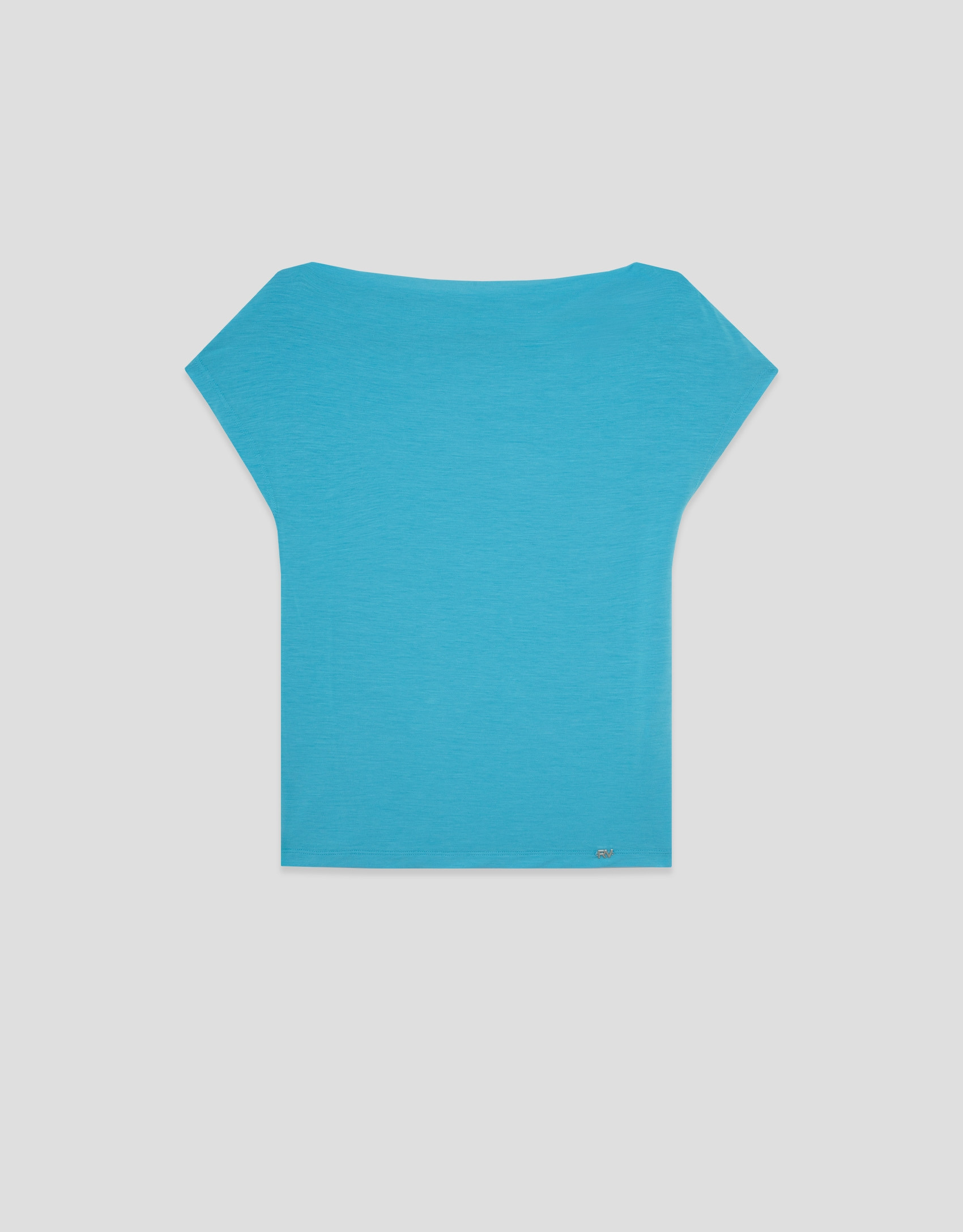 Turquoise blue draped neckline T-shirt - Woman | Roberto Verino