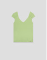 Green t-shirt with gathered shoulder - Woman | Roberto Verino