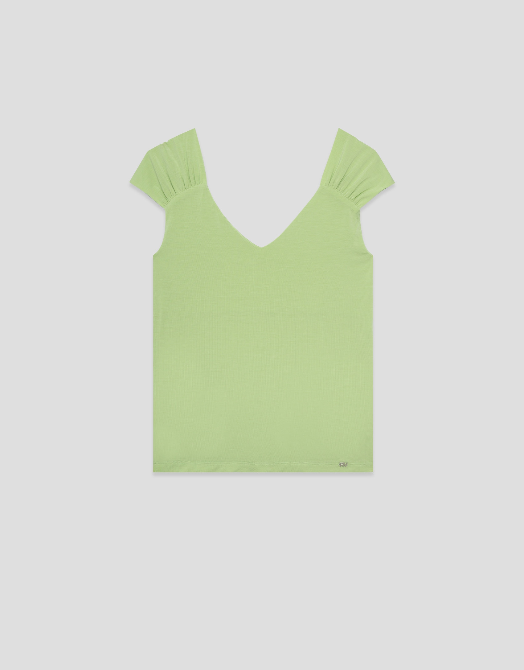 Camiseta hombro fruncido verde - Mujer - PV2026 | Roberto Verino