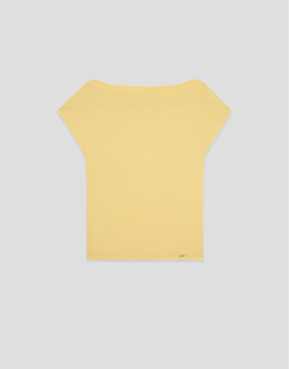 Yellow draped neckline T-shirt - Woman - SS2026 | Roberto Verino