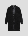 Long black jacket with floral cut-outs - Woman | Roberto Verino