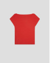 Camiseta escote drapeado roja - Mujer - PV2026 | Roberto Verino