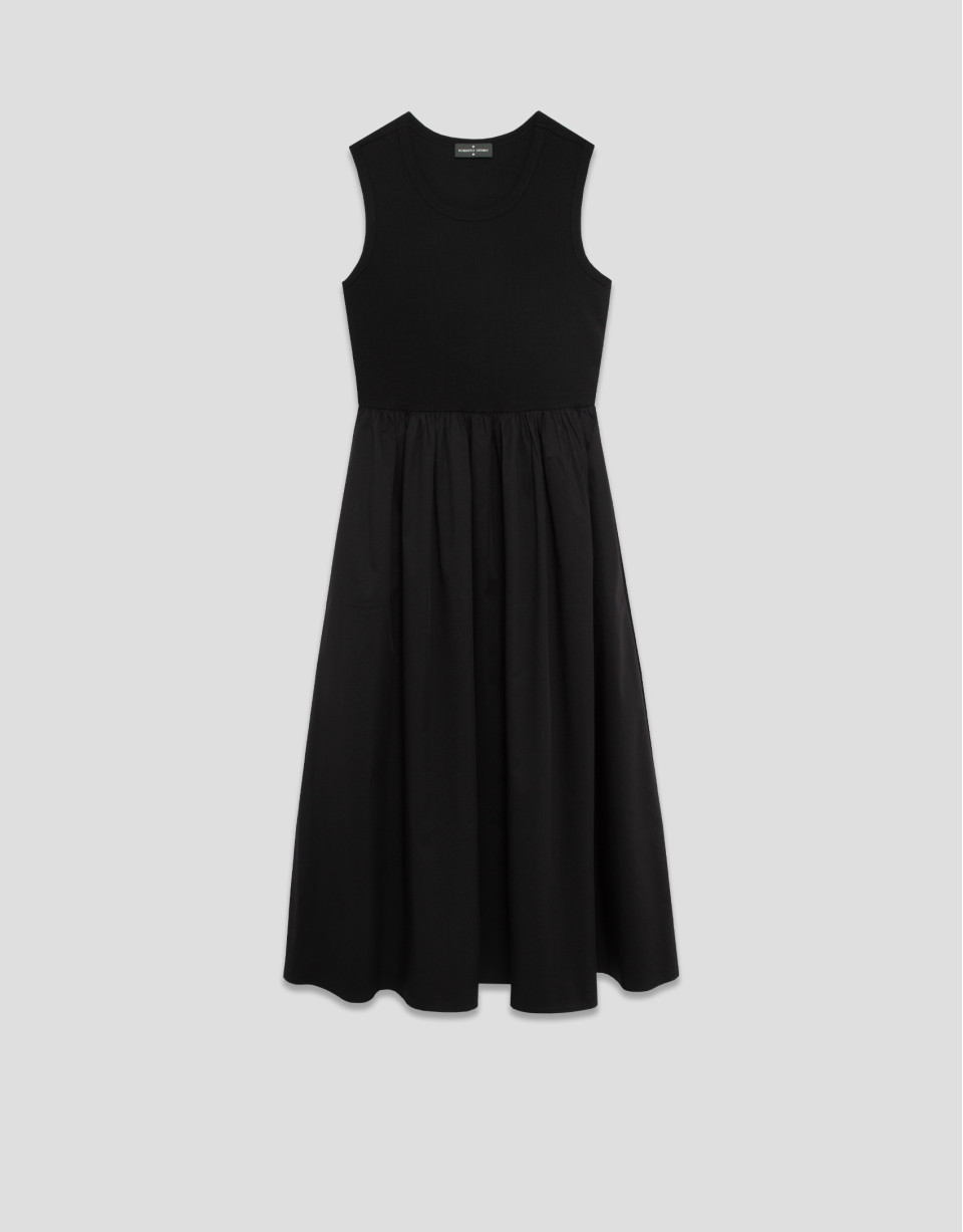 Black knit and cotton blend dress - Woman | Roberto Verino