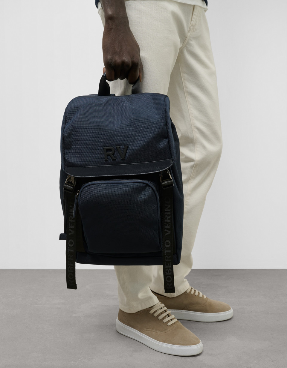 Blue nylon Work backpack - Man - SS2025 | Roberto Verino