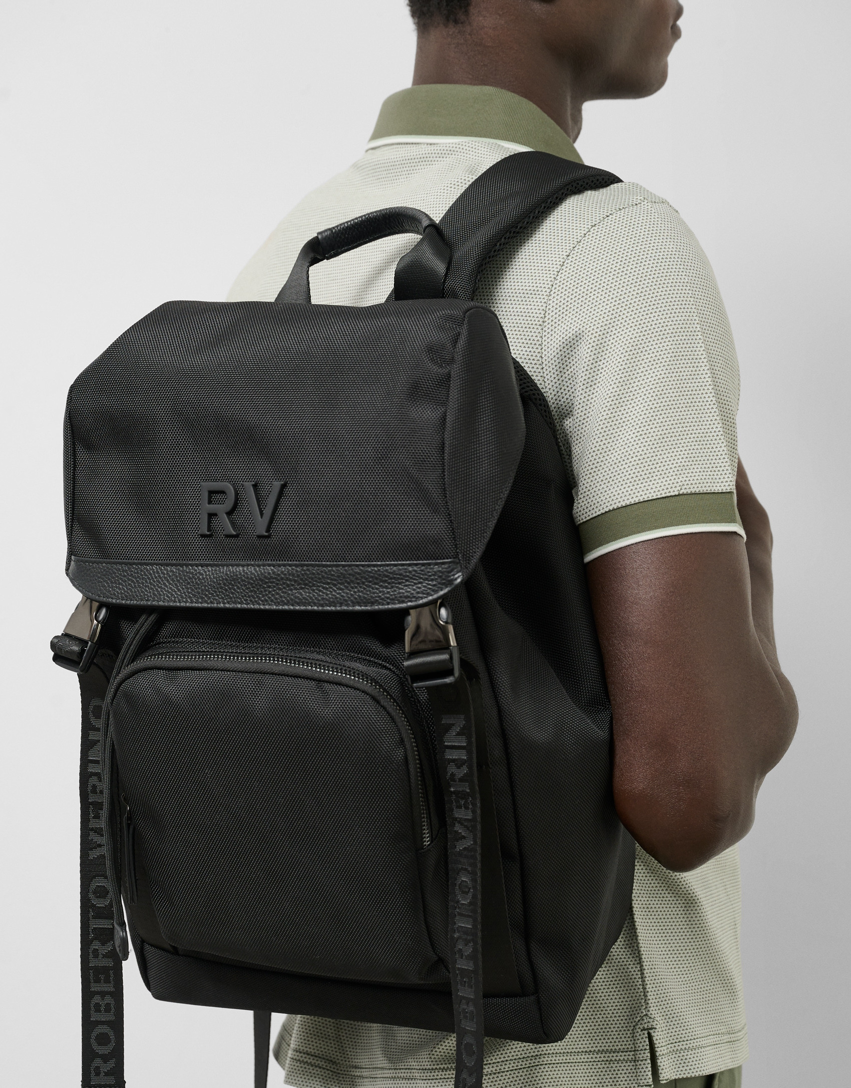 Work Backpack in black nylon - Man - SS2025 | Roberto Verino