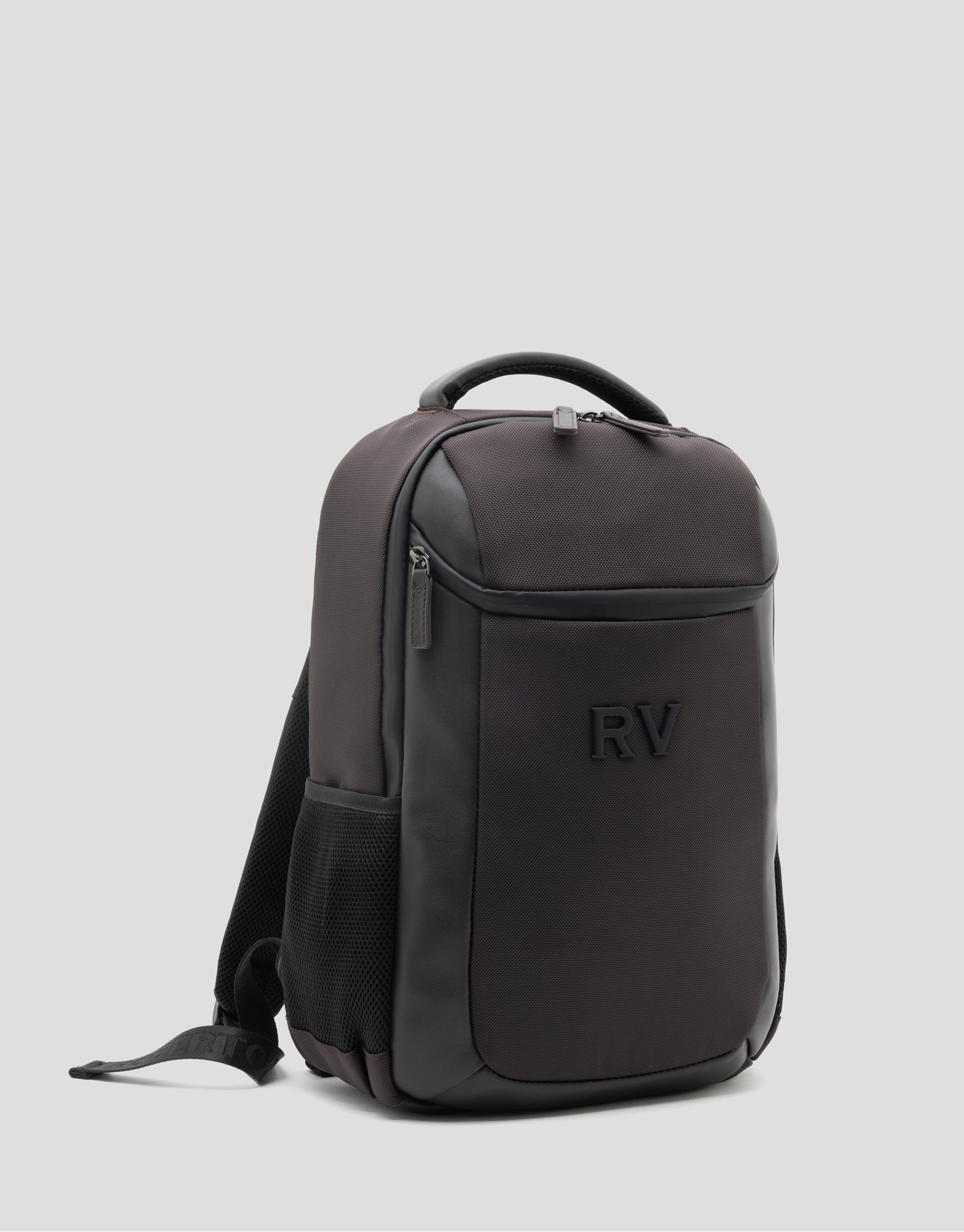 Mim brown nylon and leather rucksack - Man | Roberto Verino