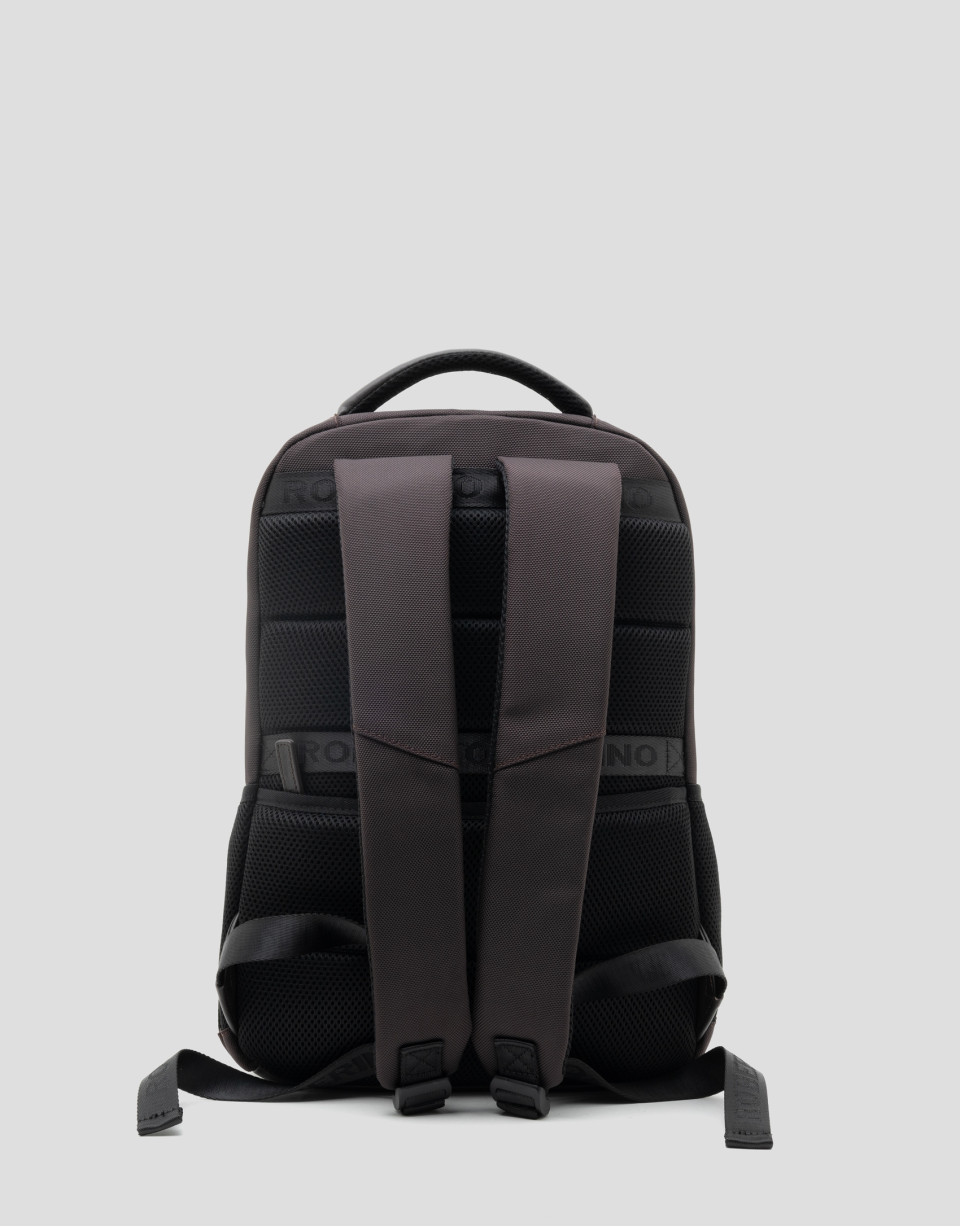 Mim brown nylon and leather rucksack - Man | Roberto Verino