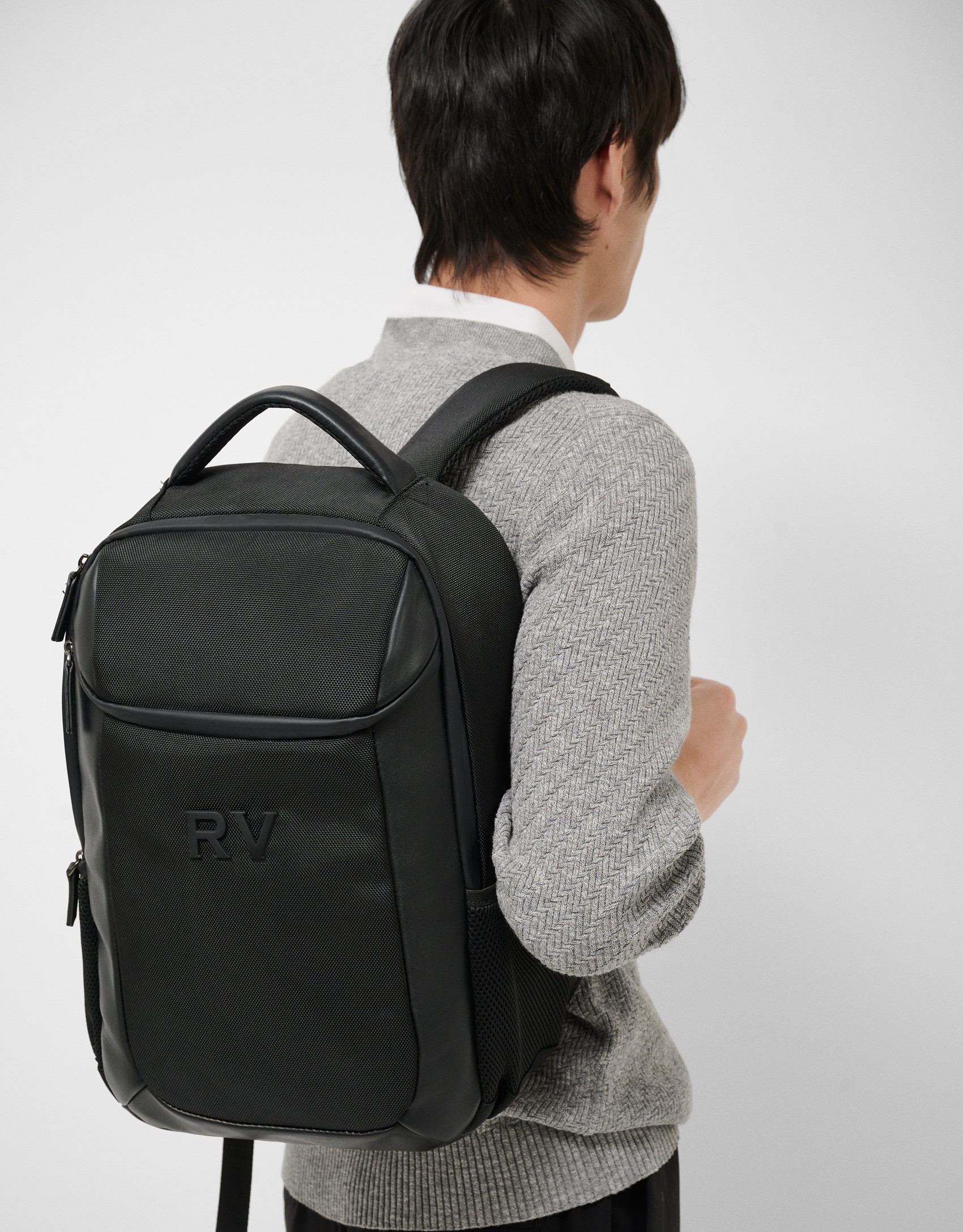 Mochila Mim nailon y piel negra - Hombre | Roberto Verino