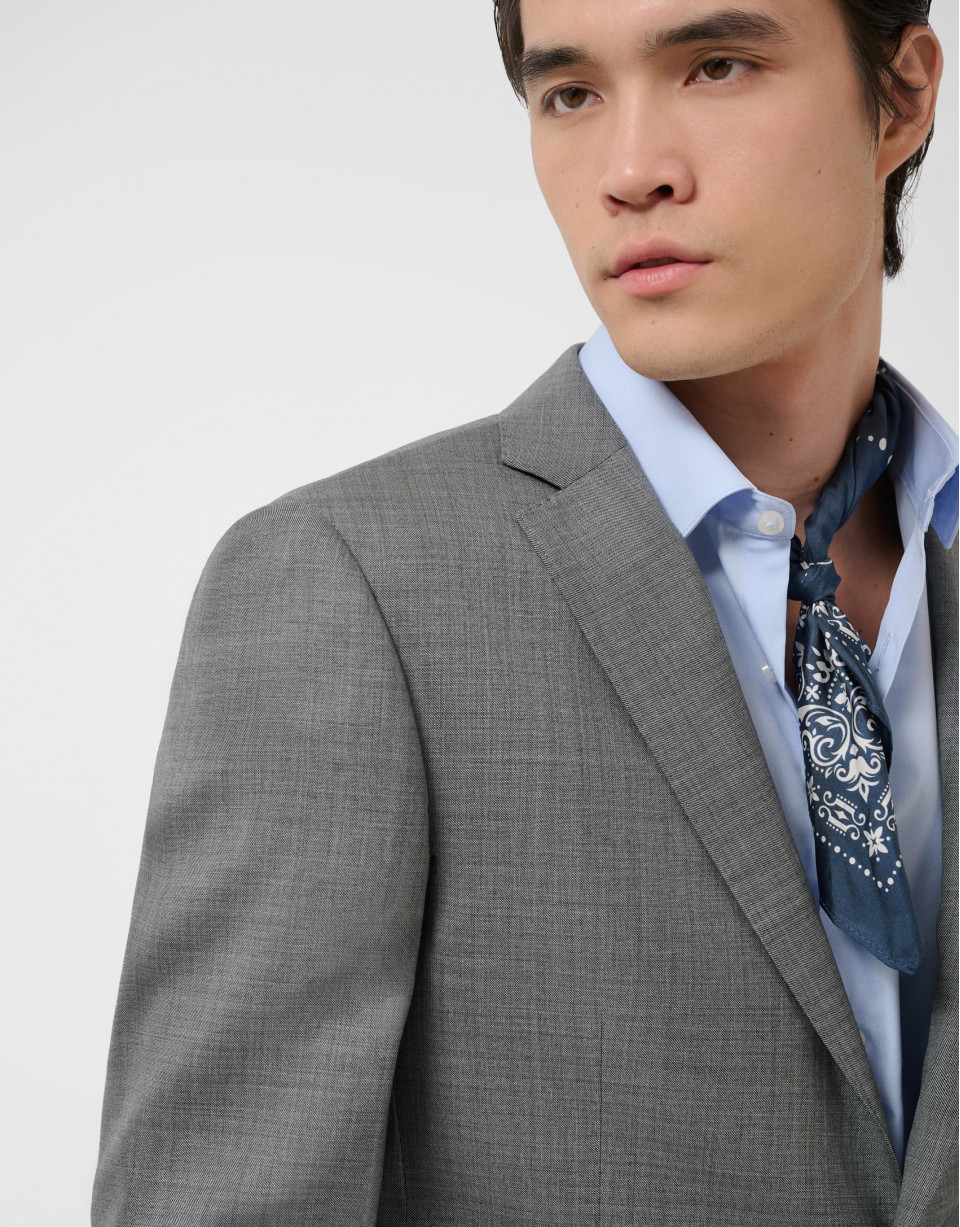Navy silk scarf with white print - Man - SS2026 | Roberto Verino