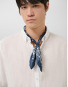 Navy silk scarf with white print - Man - SS2026 | Roberto Verino