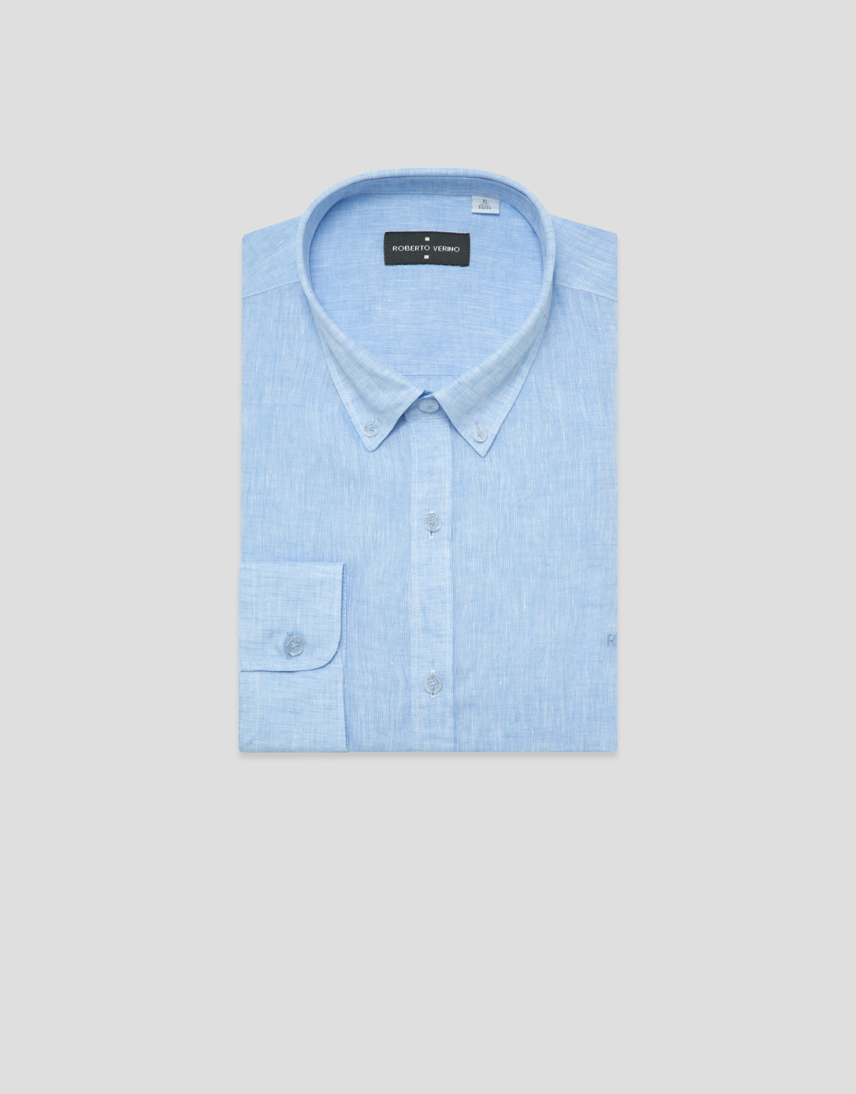 Camisa sport regular lino celeste - Hombre | Roberto Verino