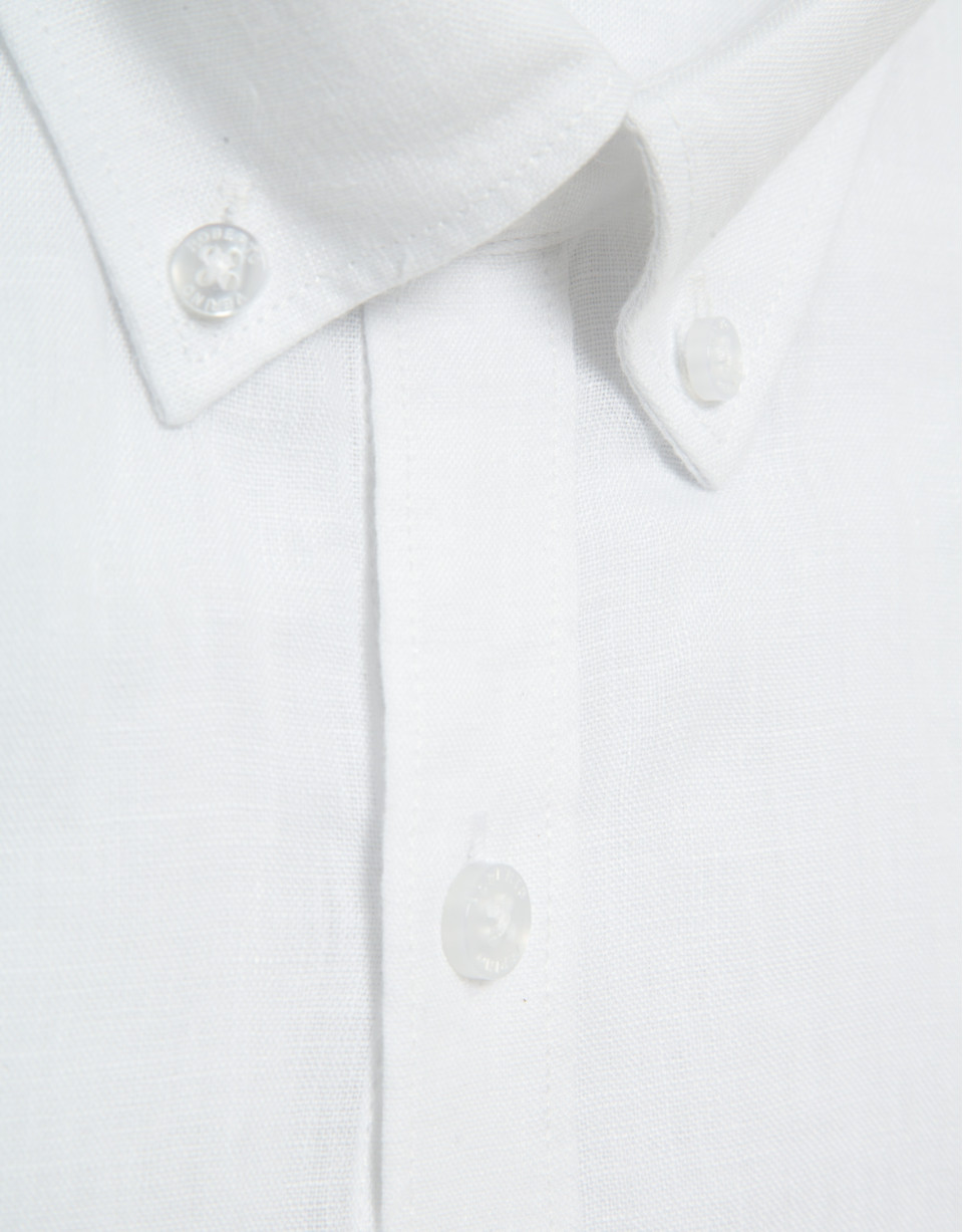 Regular fit white linen sports shirt - Man | Roberto Verino