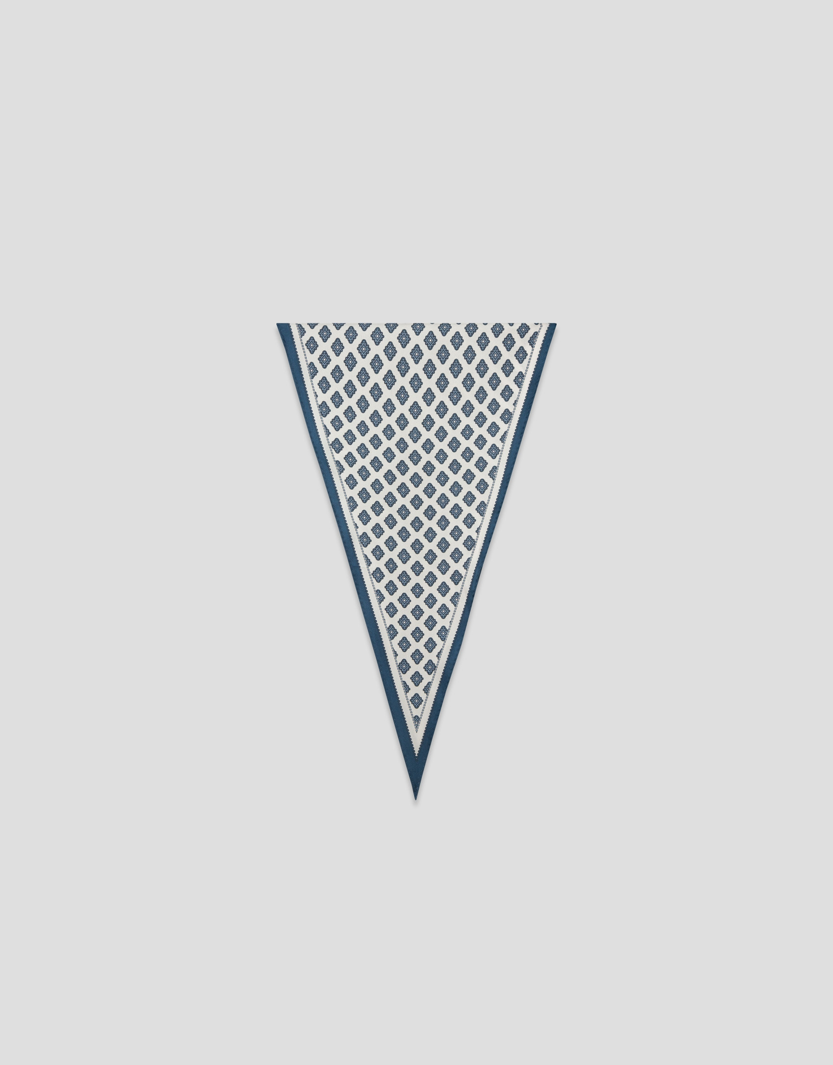 White silk triangular bandana with blue ... | Roberto Verino