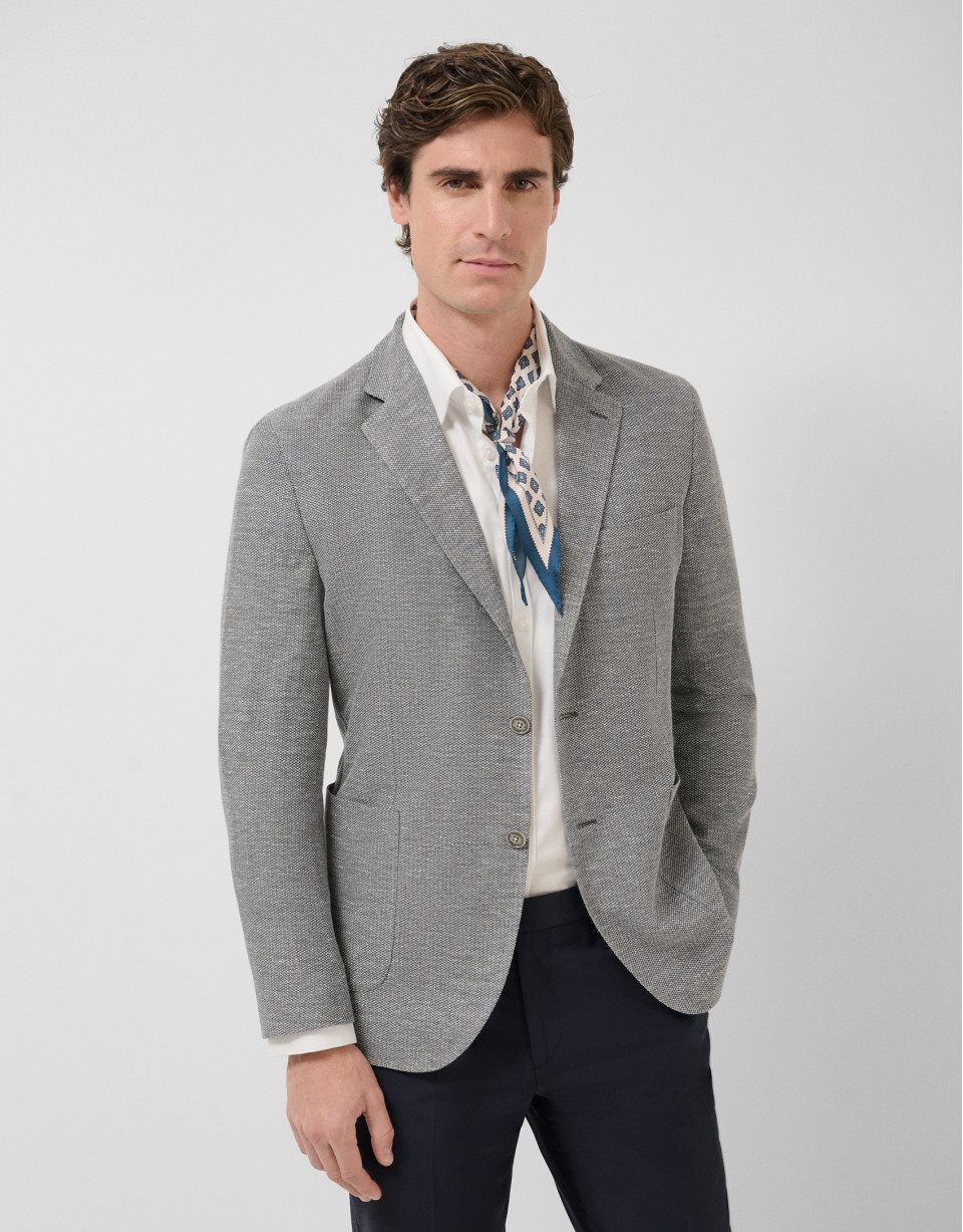 Comfortable grey cotton blend knit jacket - Man | Roberto Verino