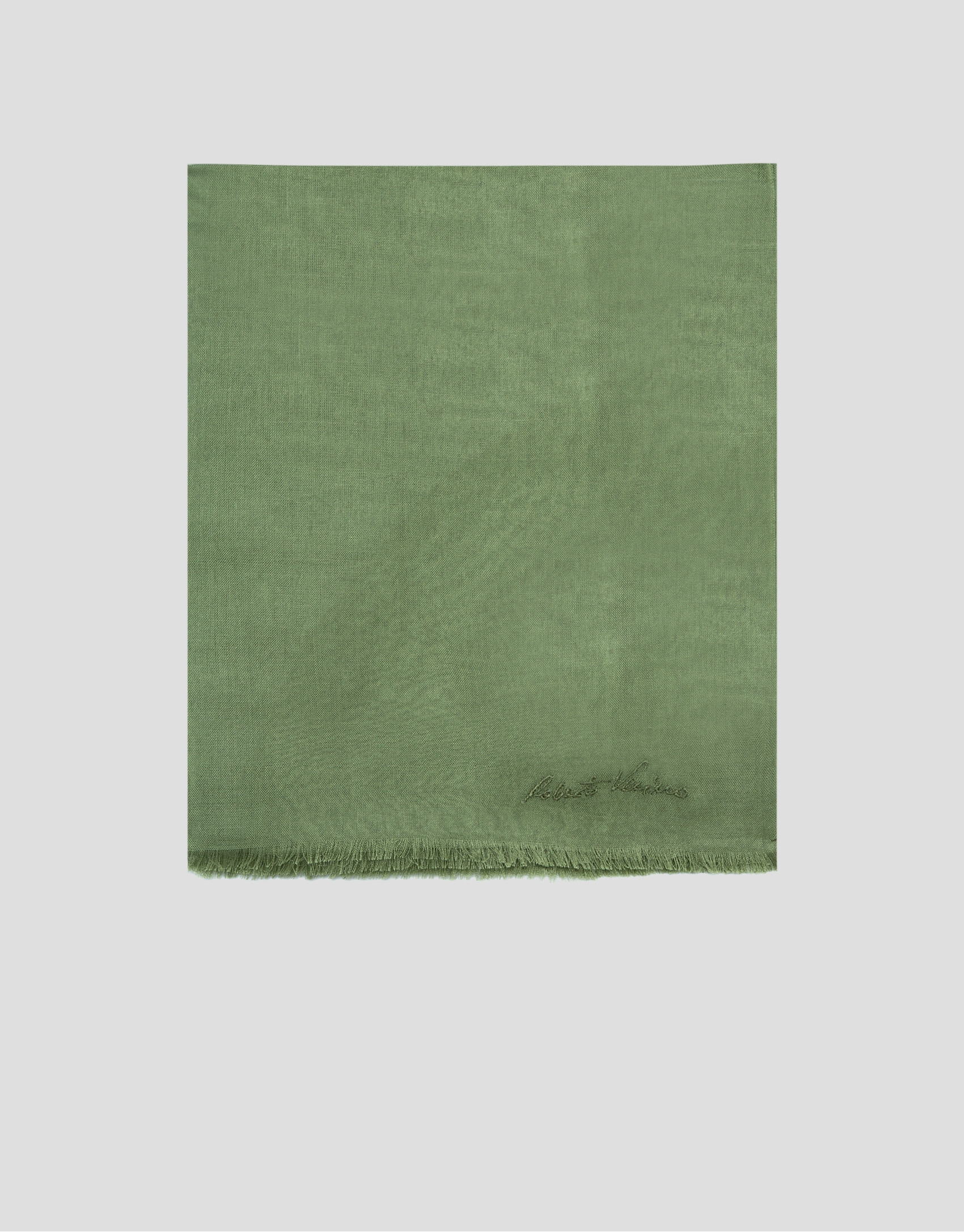 Green modal scarf with embroidered signature | Roberto Verino