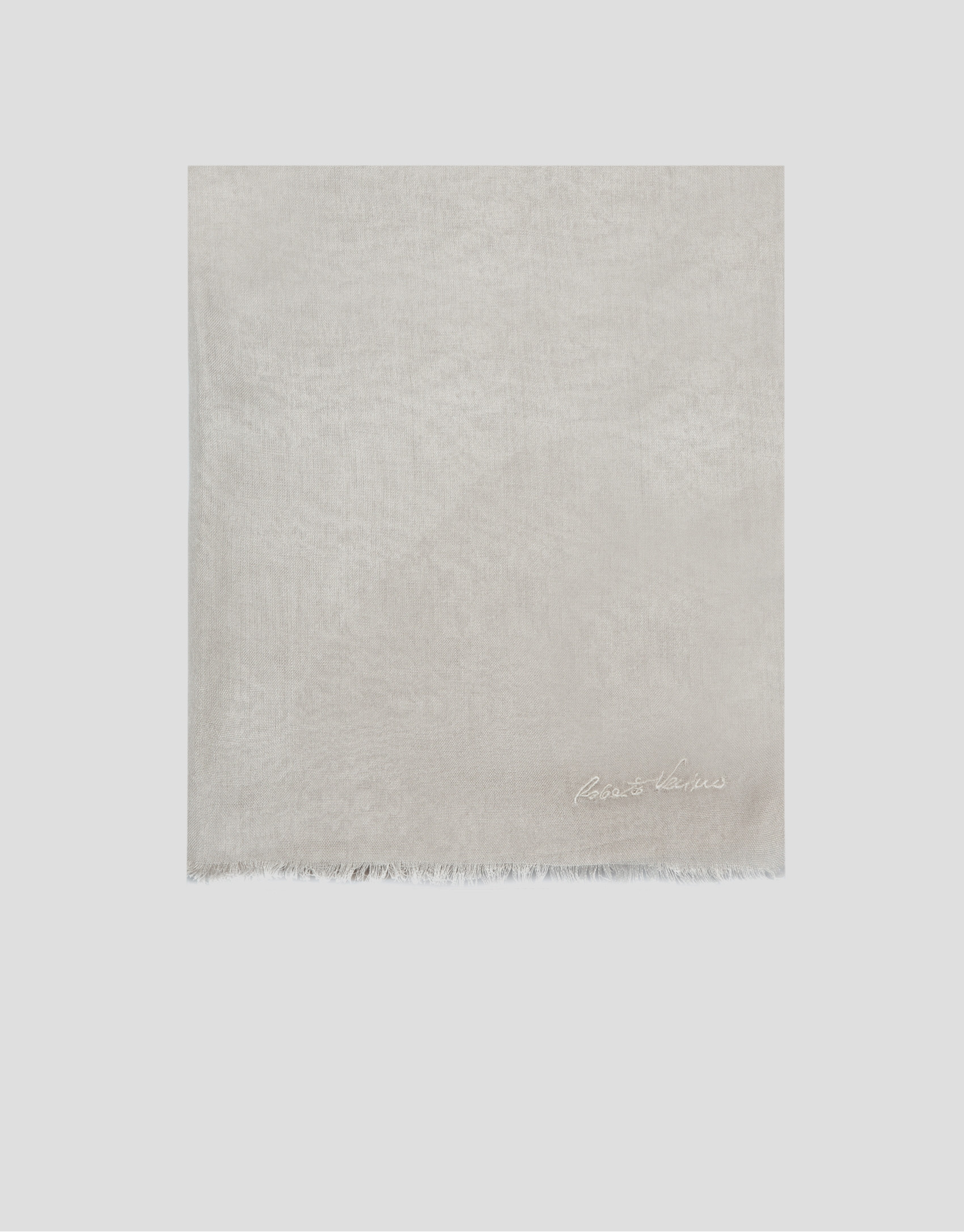 Beige modal scarf with embroidered signature | Roberto Verino
