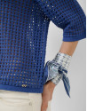 Pañuelo seda diseño corbatero tonos azules | Roberto Verino