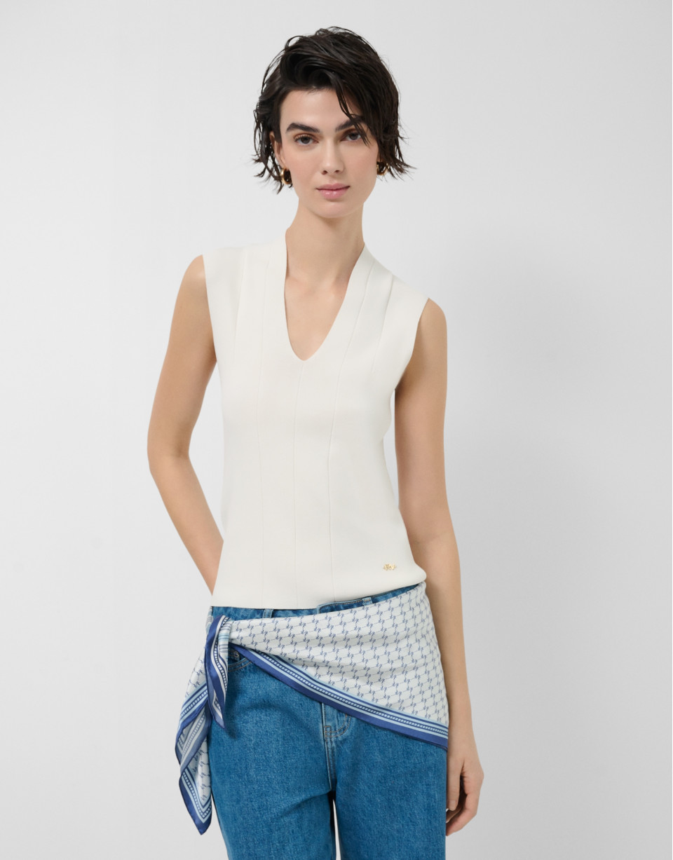 Blue silk scarf with tie design - Woman | Roberto Verino