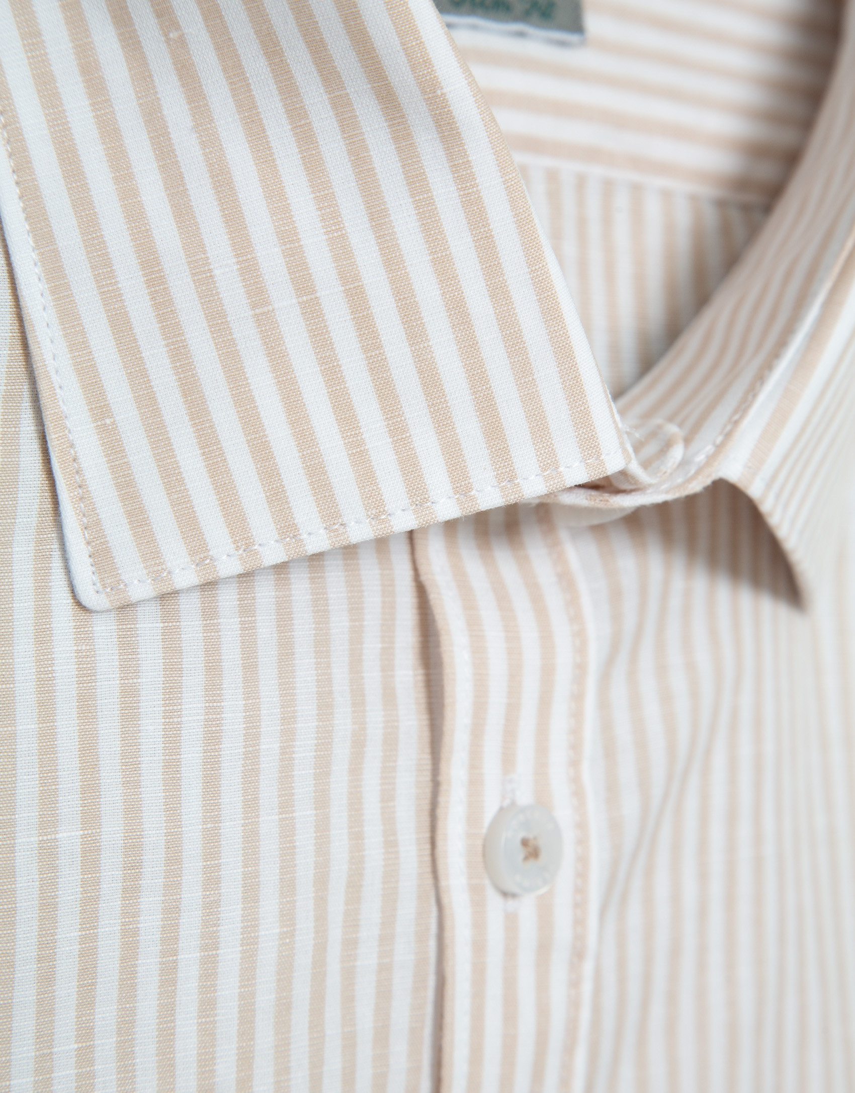Slim fit sports shirt with sand and white ... | Roberto Verino