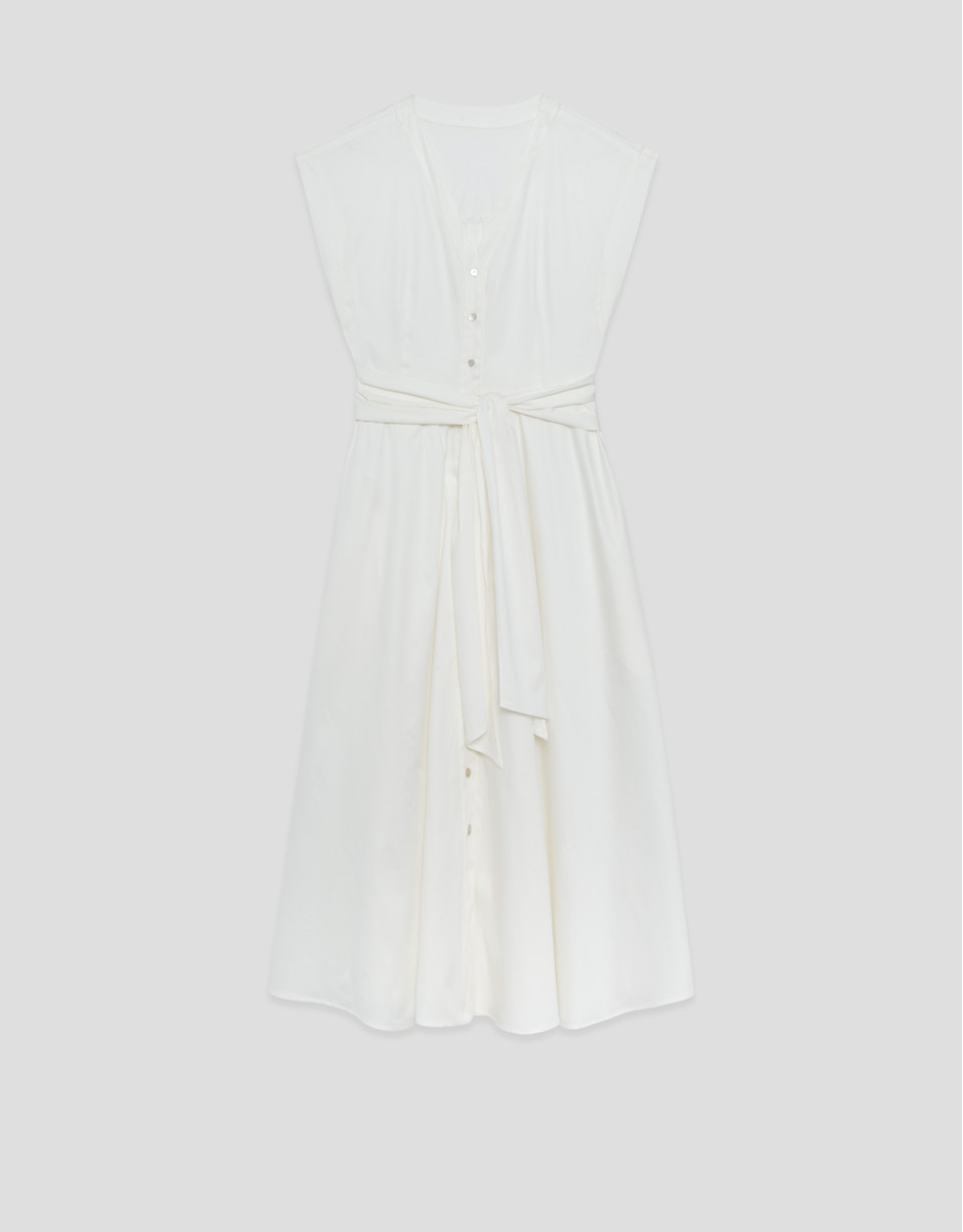 Off-white V-neck shirt dress - Woman - SS2026 | Roberto Verino