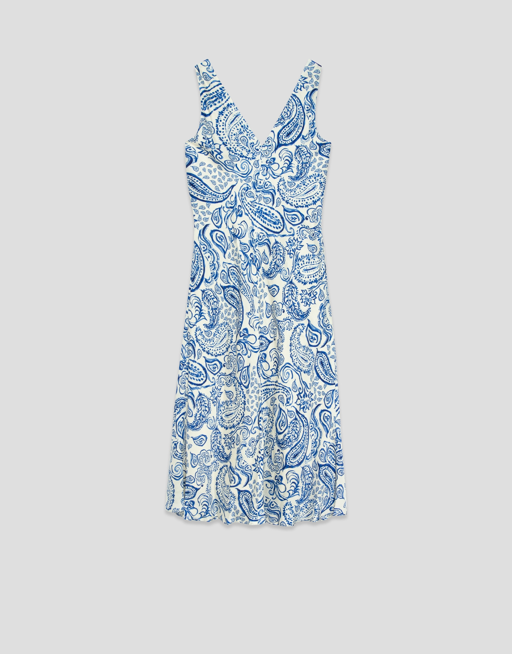 Blue and white paisley-print sleeveless dress | Roberto Verino