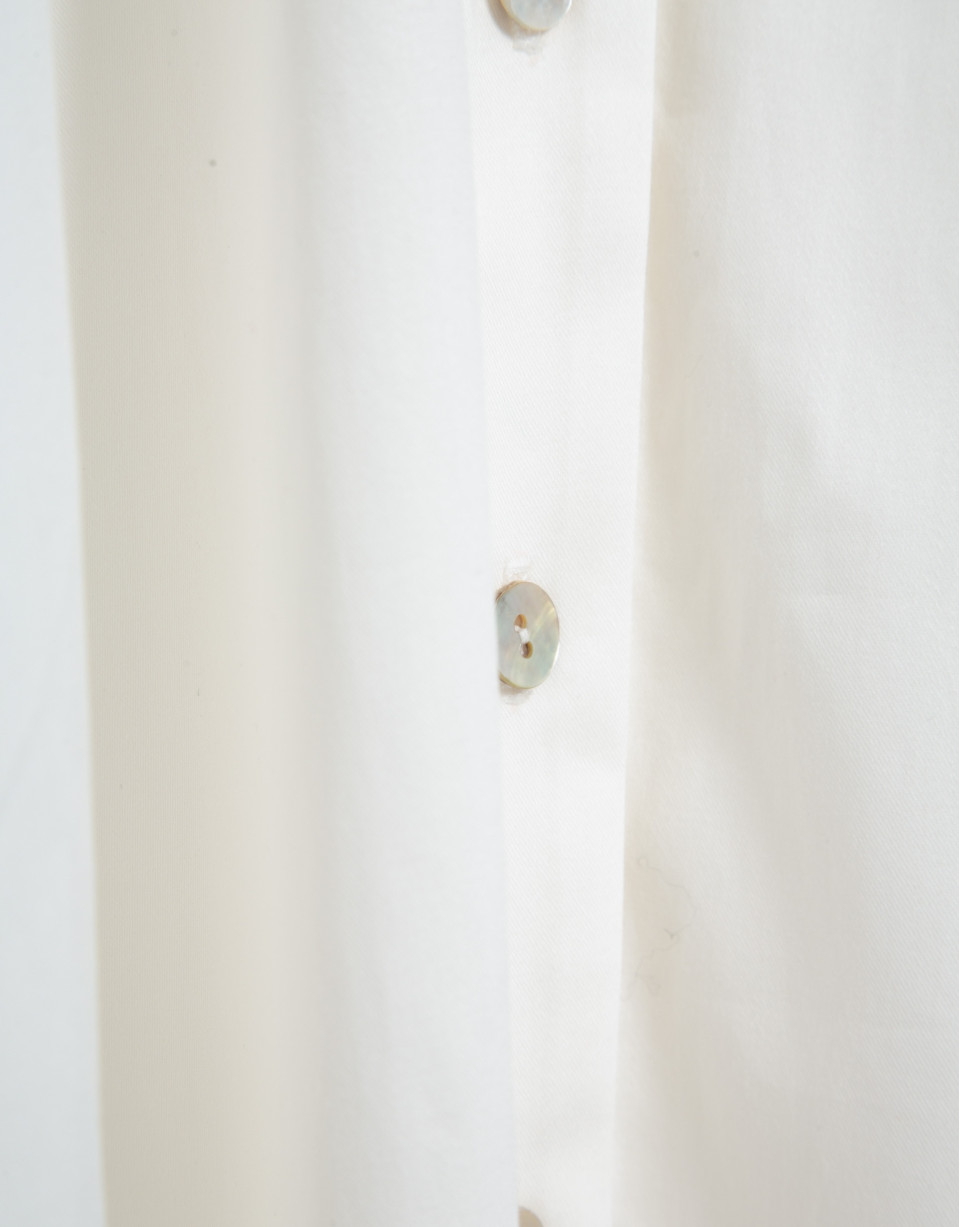 Off-the-shoulder shirt dress in ecru - Woman | Roberto Verino