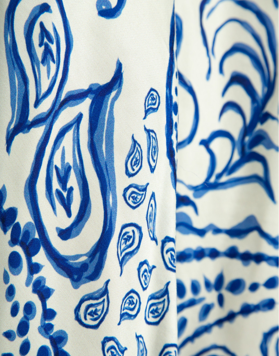 Blue and white paisley-print sleeveless dress | Roberto Verino