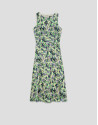 Green and blue floral print sleeveless flared... | Roberto Verino