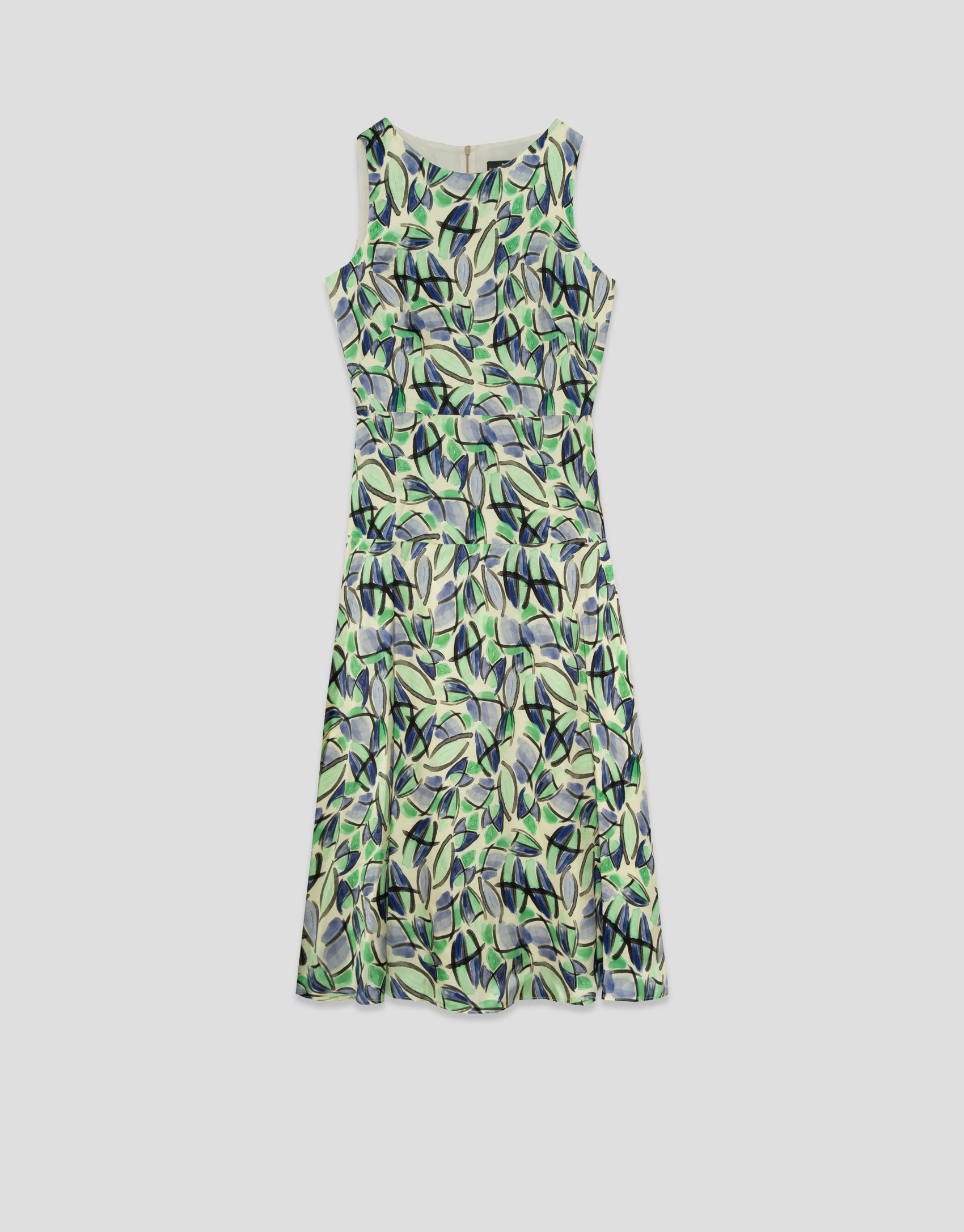 Vestido evasé sin mangas estampado vegetal ... | Roberto Verino