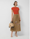 Red draped neckline T-shirt - Woman - SS2026 | Roberto Verino