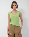 Green t-shirt with gathered shoulder - Woman | Roberto Verino
