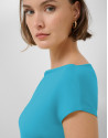 Turquoise blue draped neckline T-shirt - Woman | Roberto Verino