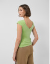 Green t-shirt with gathered shoulder - Woman | Roberto Verino