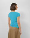 Turquoise blue draped neckline T-shirt - Woman | Roberto Verino