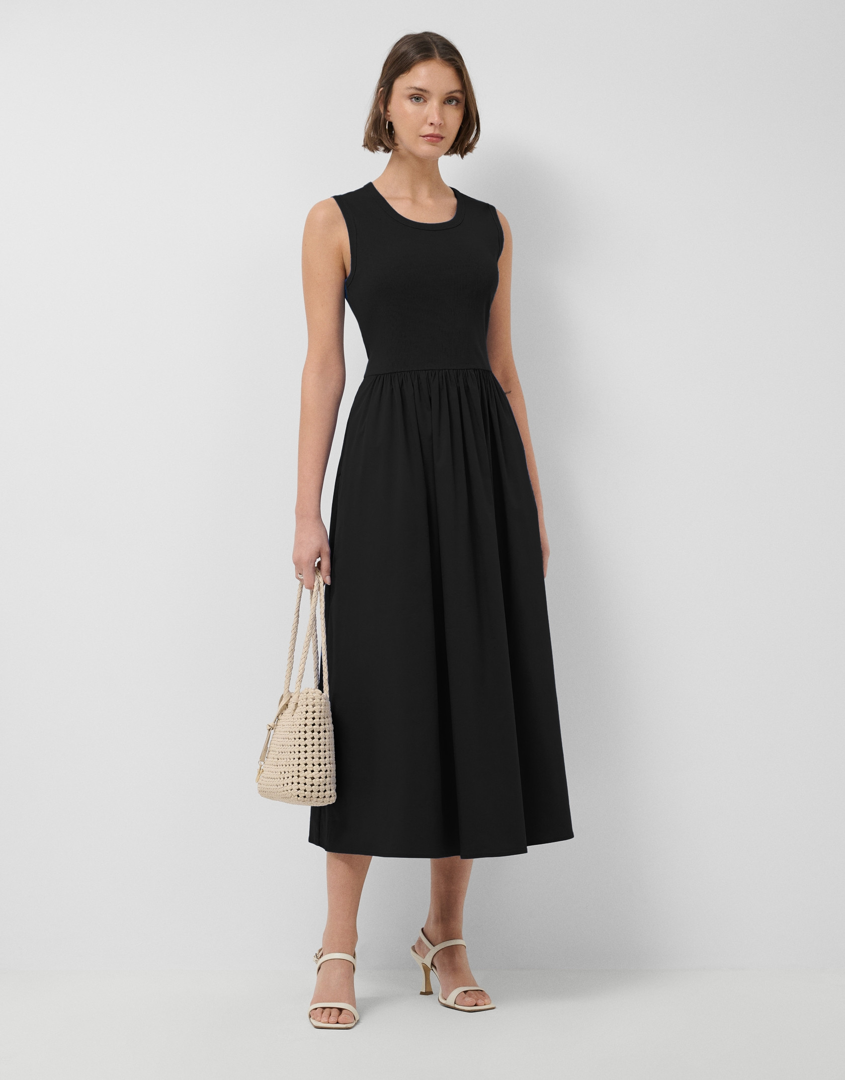 Black knit and cotton blend dress - Woman | Roberto Verino