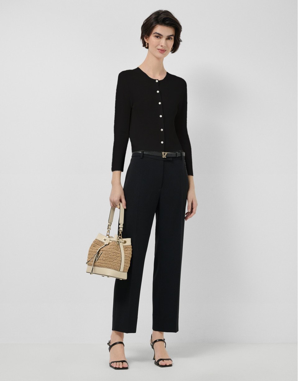Short black bobble knit jacket - Woman - SS2026 | Roberto Verino