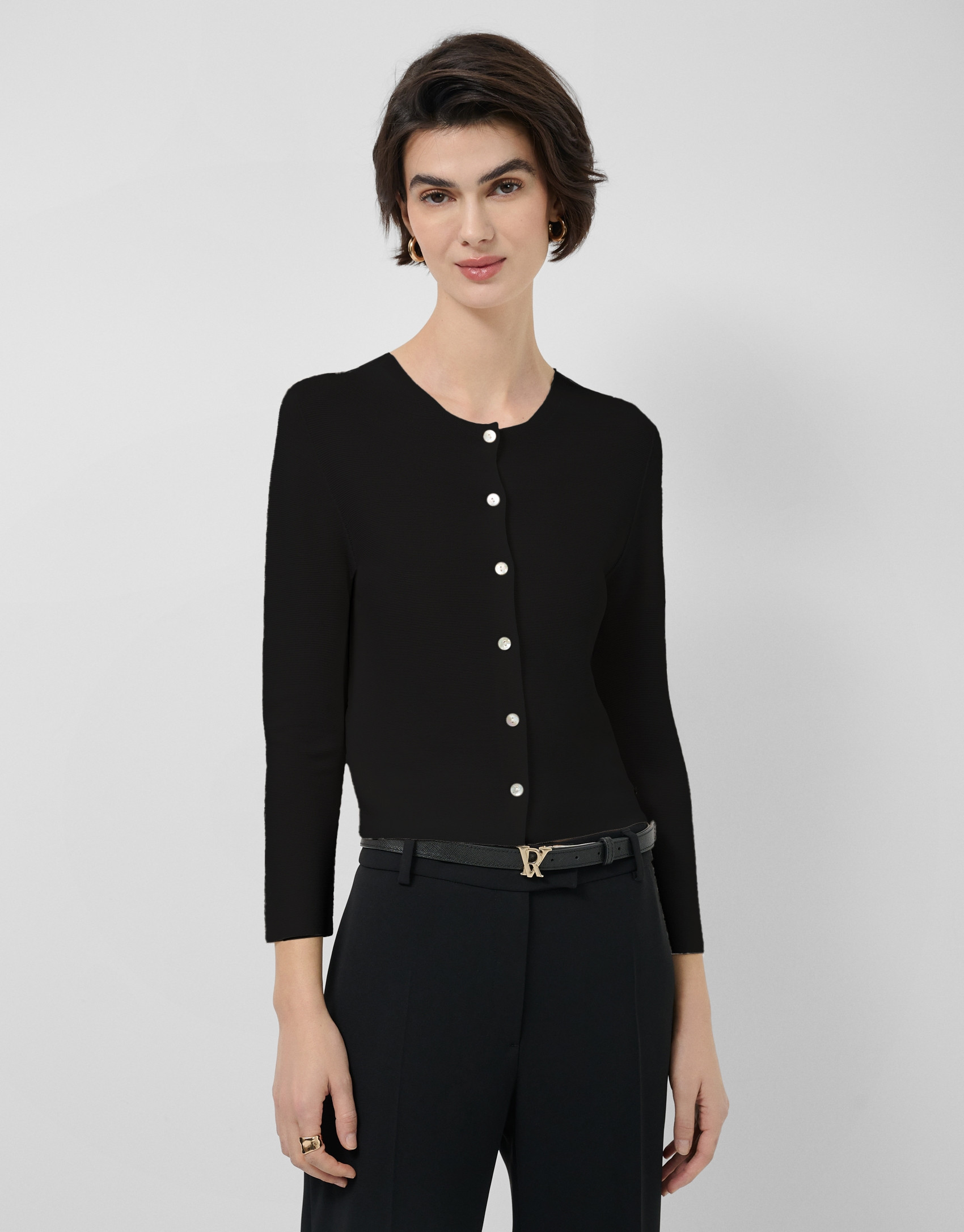 Short black bobble knit jacket - Woman - SS2026 | Roberto Verino
