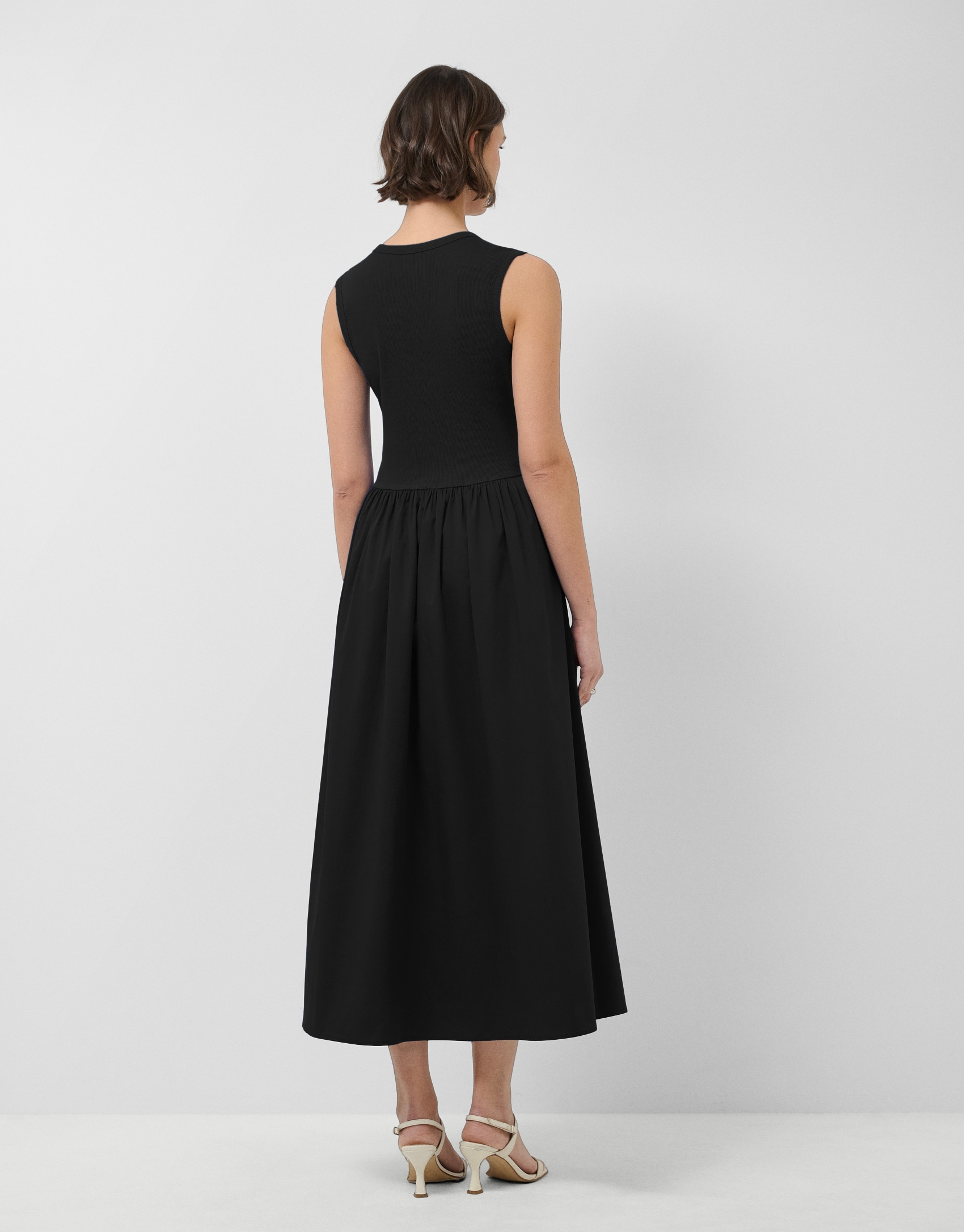 Vestido en tejido combinado punto y algodón ... | Roberto Verino