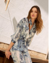 Oversized blue floral print crepe blouse | Roberto Verino