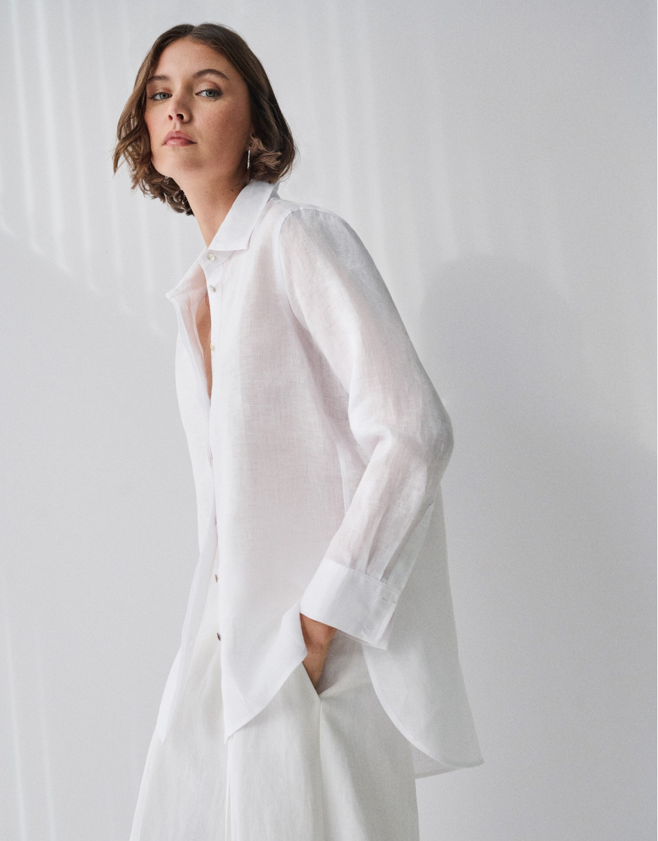 Camisa oversize lino blanca - Mujer - PV2026 | Roberto Verino
